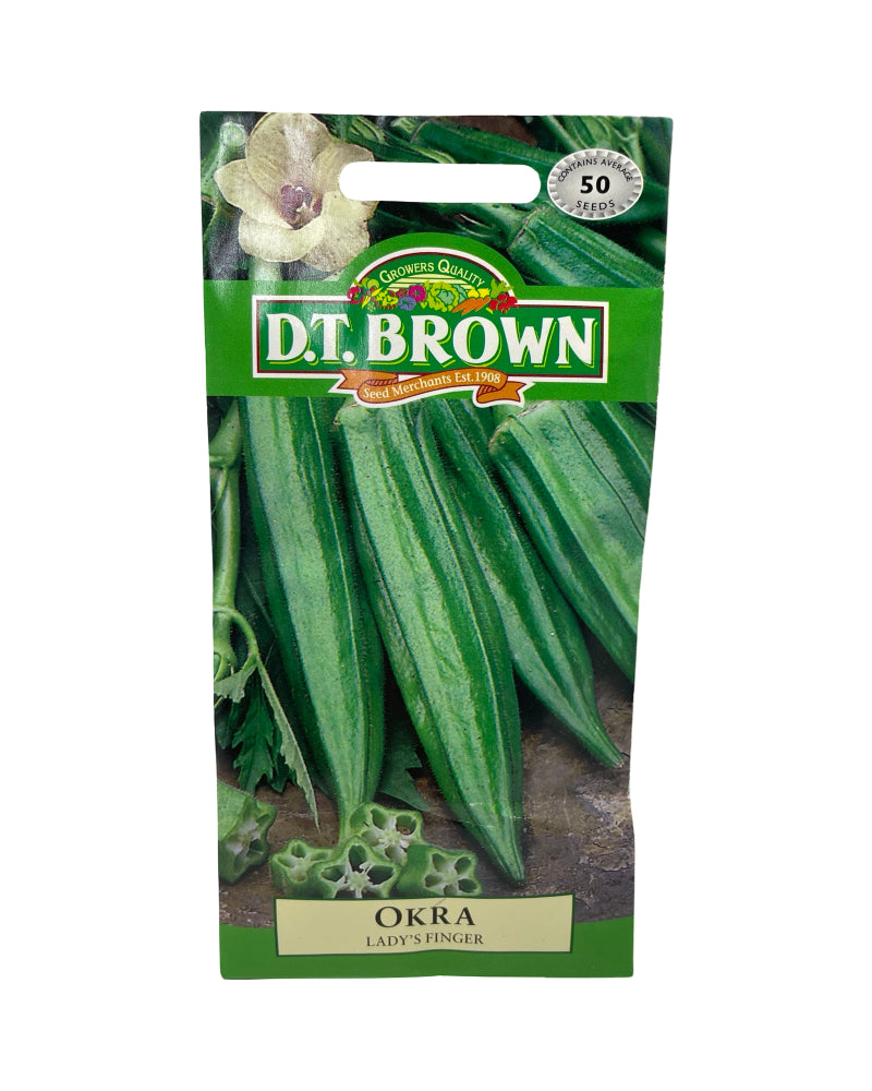 D.T Brown Okra Lady's Finger Seeds 50 Pack