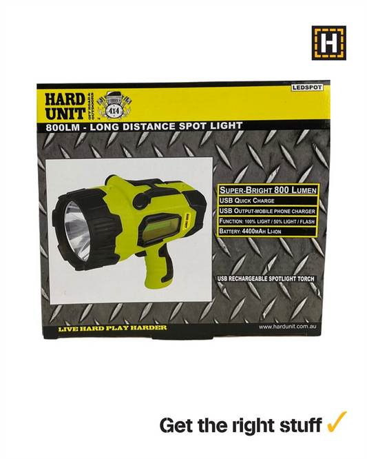 Hard Unit 800 Lumen USB Rechargeable LED Spotlight