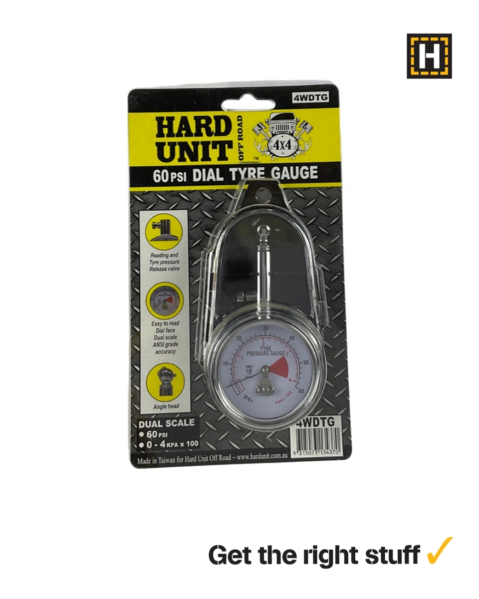 Hard Unit Angle Head 4WD Tyre Gauge 60psi