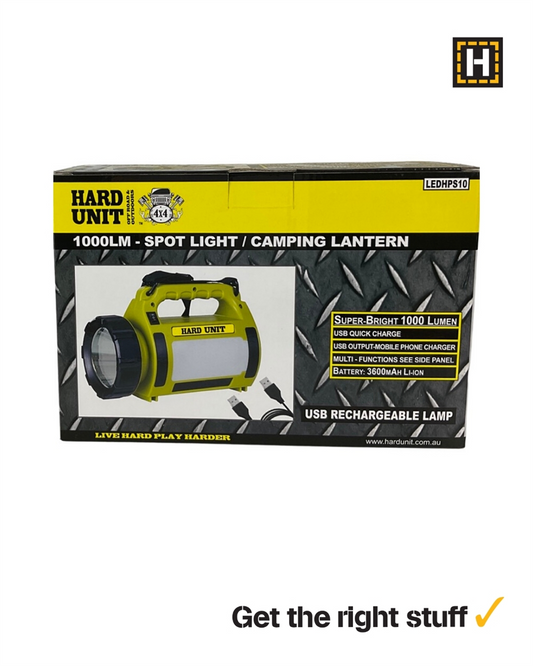 Hard Unit 1000 Lumen USB Rechargeable LED Lantern with Side Lamps