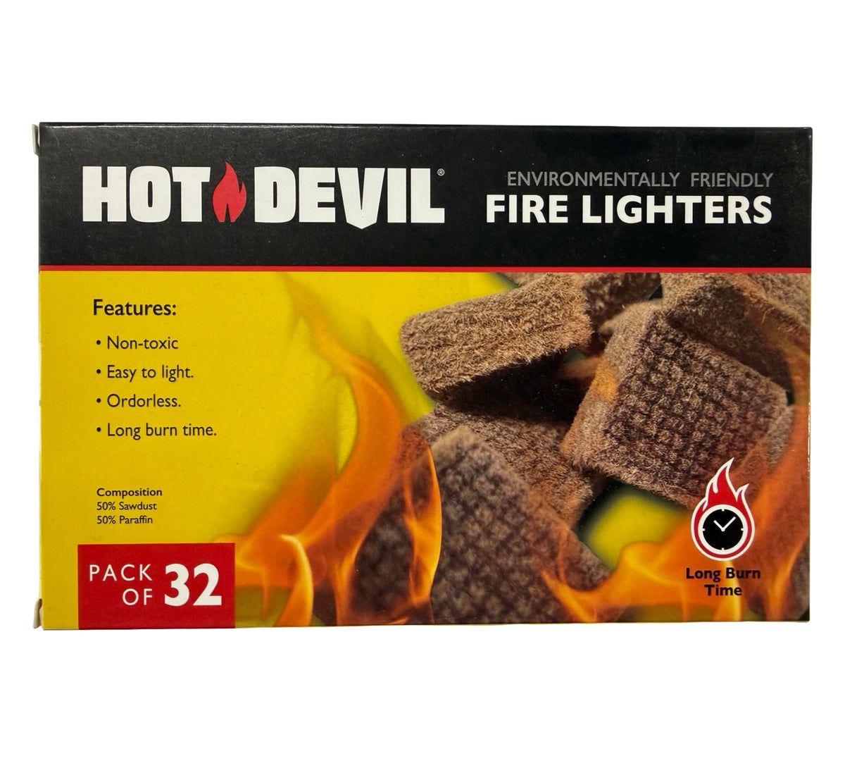 Hot Devil Fire Lighters Natural 32 Pack