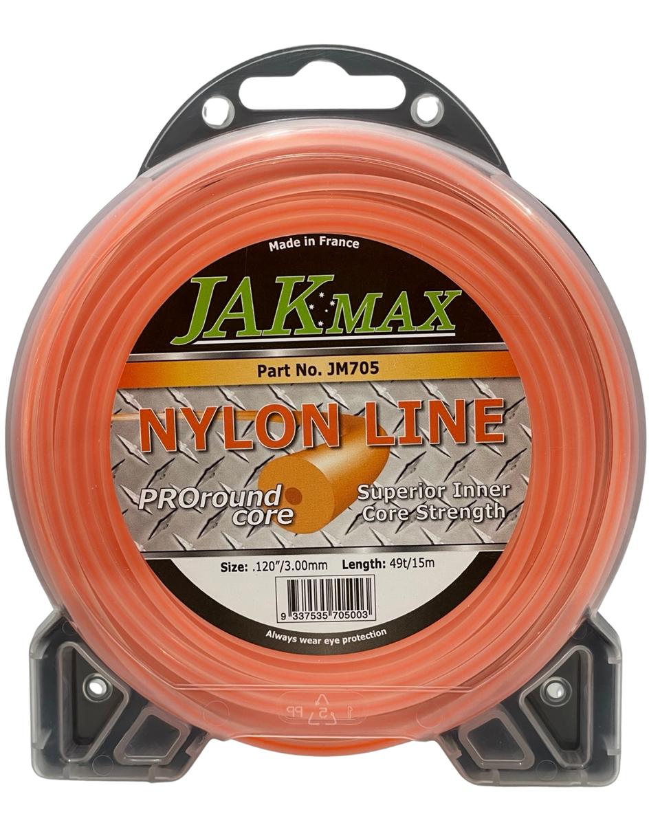Jak Max Pro-Round Core 3.00mm nylon trimmer line on a 15m clamshell pack