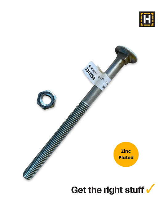 Macsim 1/2" x 7" Cup Head Coach Bolt and Nut Zinc Plated