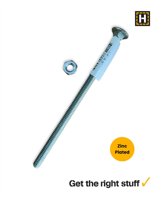 Macsim Cup Head Bolt and Nut 1/4" x 5" Zinc Plated