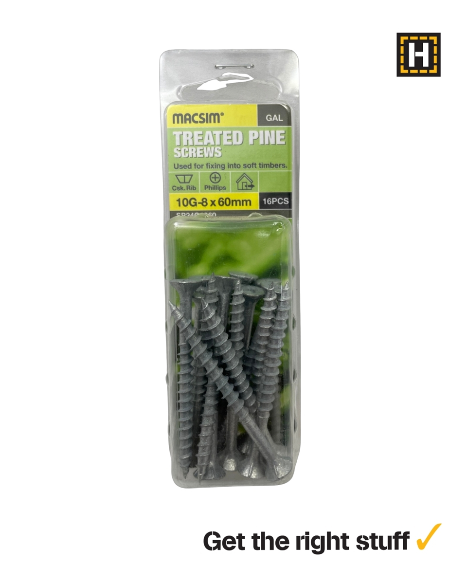 Macsim Treated Pine Screws 10g x 60mm C3 Galvanised