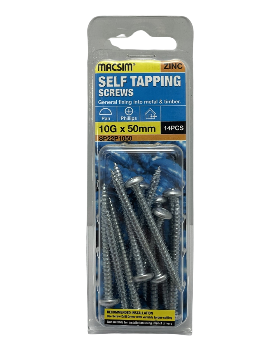 Macsim 10g x 50mm Self Tapping Screws - Pack of 14