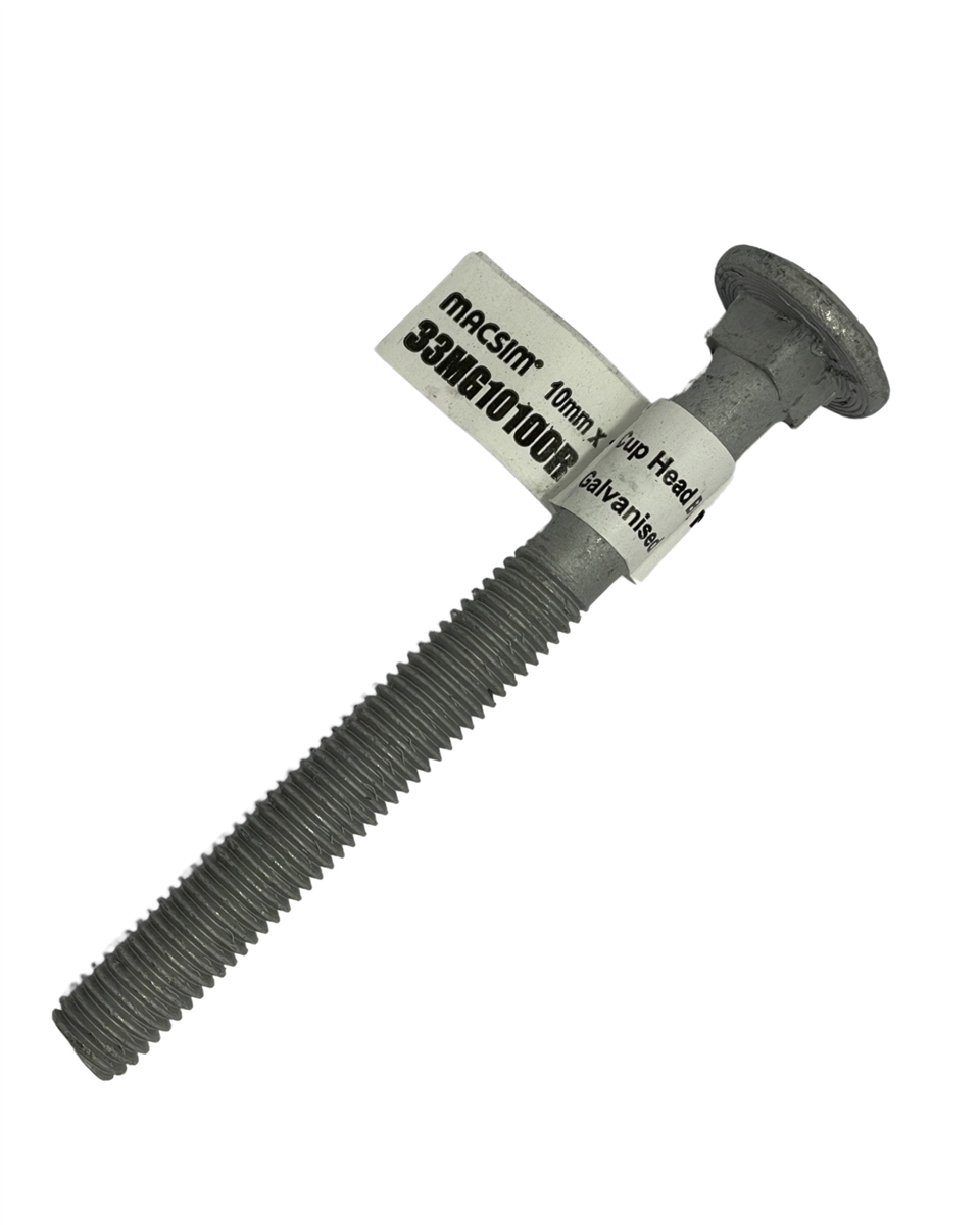 Macsim M10 x 100mm Galvanised Cup Head Bolt & Nut