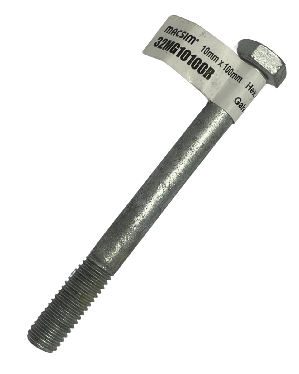 Macsim M10 x 100mm Galvanised Hex Bolt & Nut