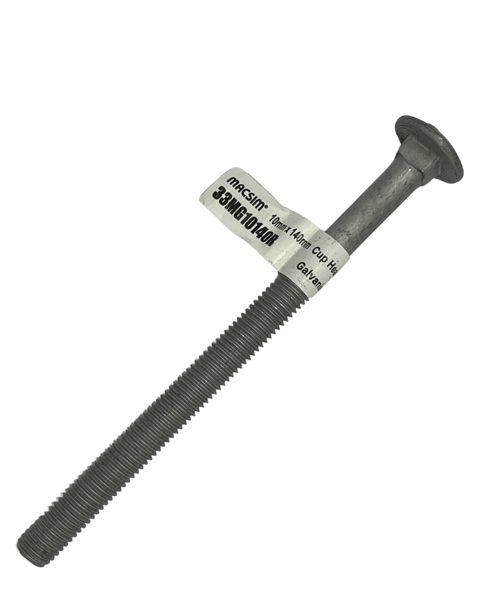 Macsim M10 x 140mm Galvanised Cup Head Bolt & Nut