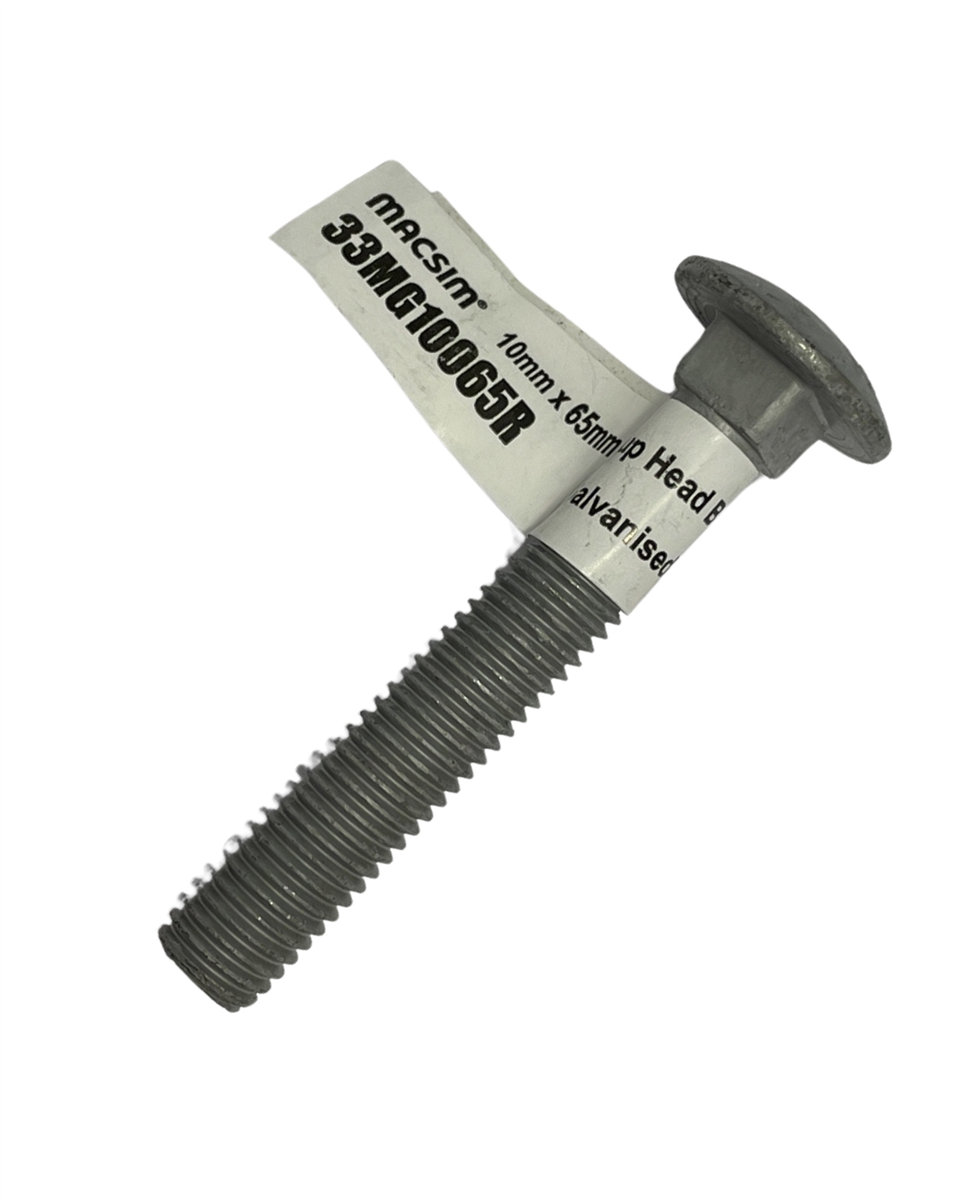 Macsim M10 x 65mm Galvanised Cup Head Bolt & Nut