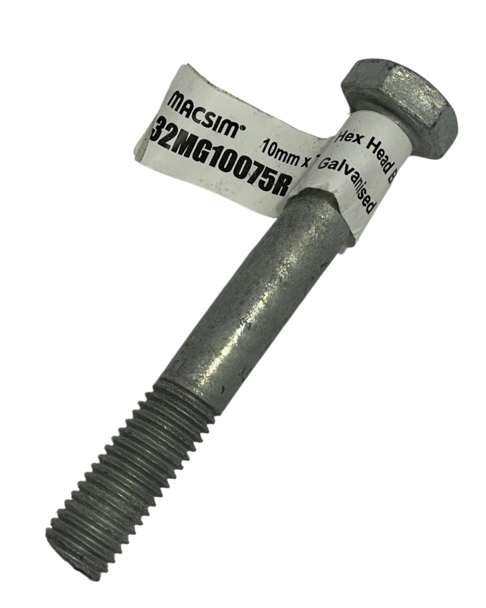 Macsim M10 x 75mm Galvanised Hex Bolt & Nut