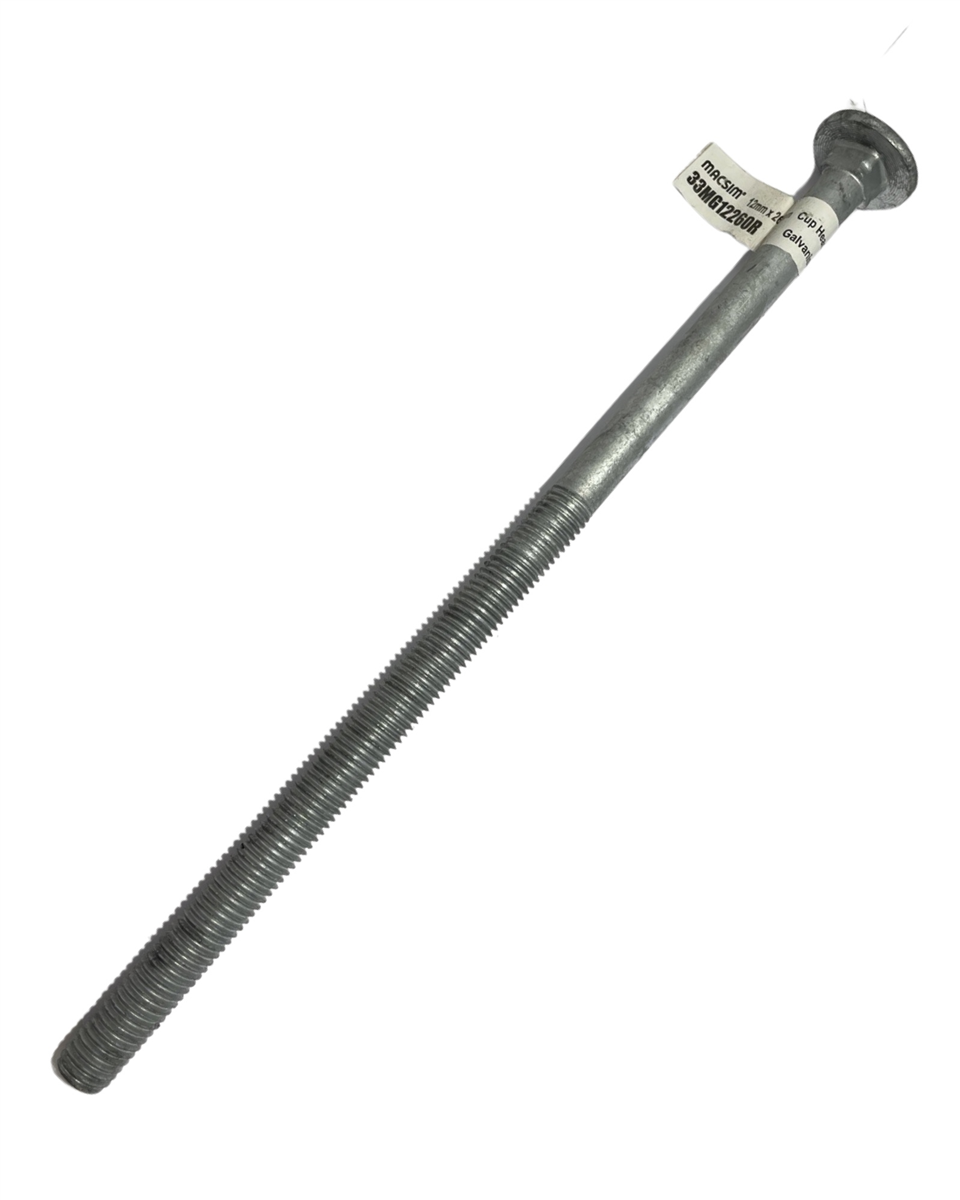 Macsim M12 x 260mm Galvanised Cup Head Bolt & Nut