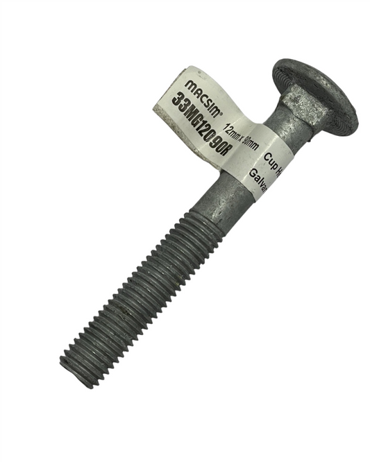 Macsim 12mm x 90mm galvanised cup head bolt and nut