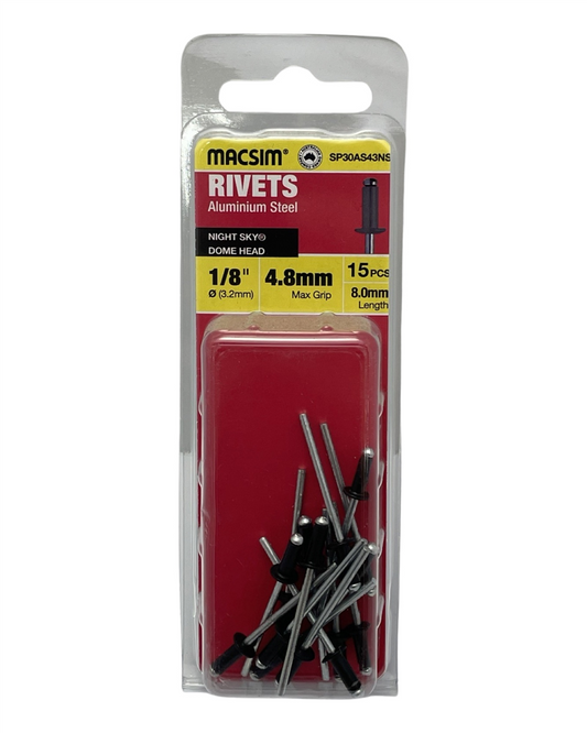 Macsim Dome Head Blind Rivets 3.2 x 4.8mm Night Sky, 15 Pack