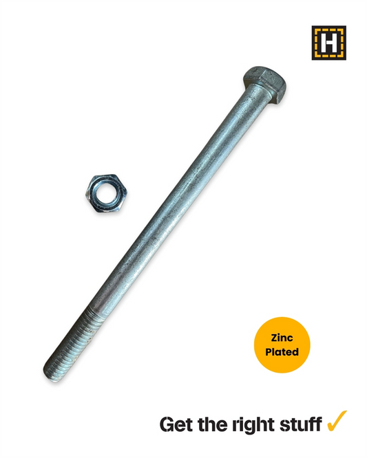 Macsim Hex Bolt and Nut 3/8" x 5 1/2" Zinc Plated