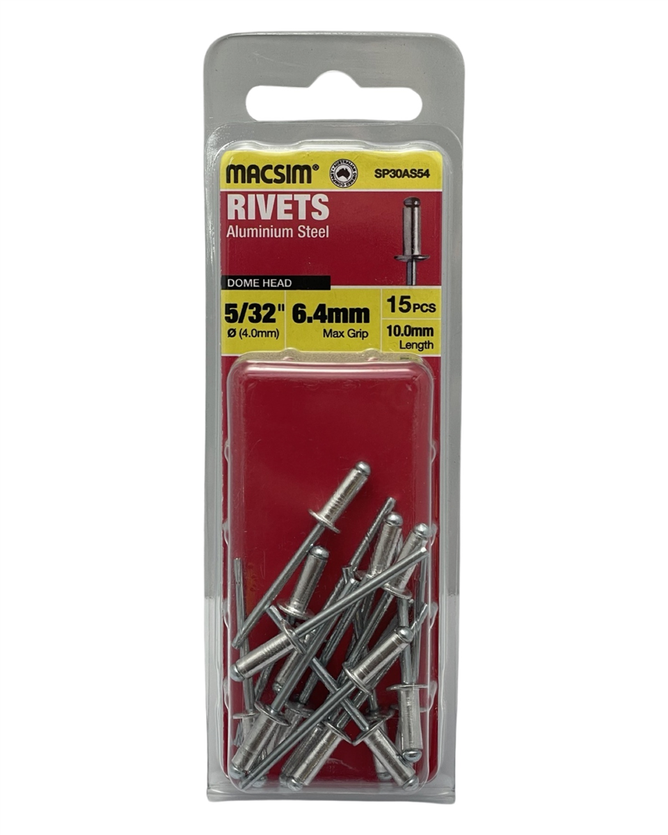 Macsim Aluminium Dome Head Blind Rivets 4.0 x 6.4mm, 15 Pack