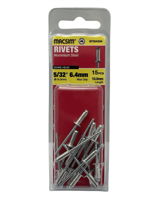 Macsim Aluminium Dome Head Blind Rivets 4.0 x 6.4mm, 15 Pack