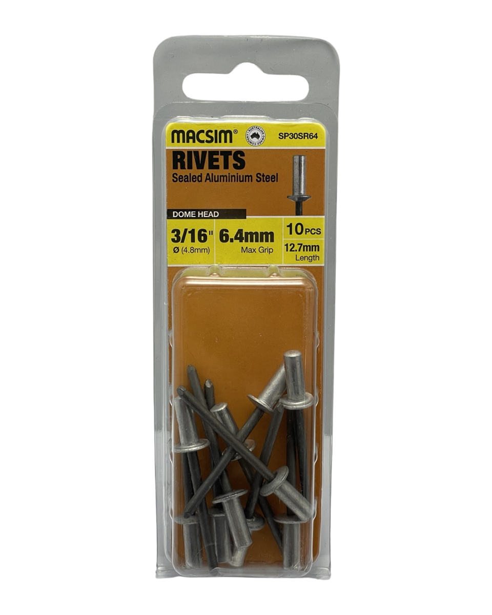 Macsim Sealed Aluminium Blind Rivets 4.8 x 6.4mm, 10 Pack