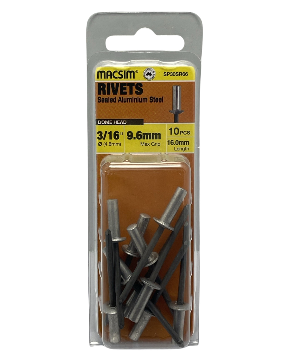 Macsim Sealed Aluminium Blind Rivets 4.8 x 9.6mm, 10 Pack