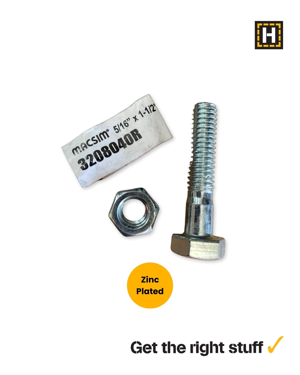 Macsim Hex Bolt and Nut 5/16" x 1 1/2" Zinc Plated
