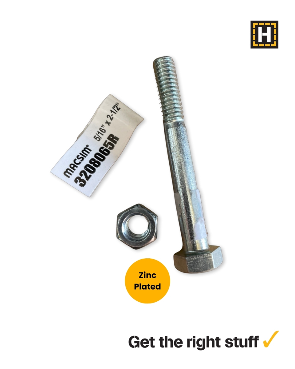 Macsim Hex Bolt and Nut 5/16" x 2 1/2" Zinc Plated