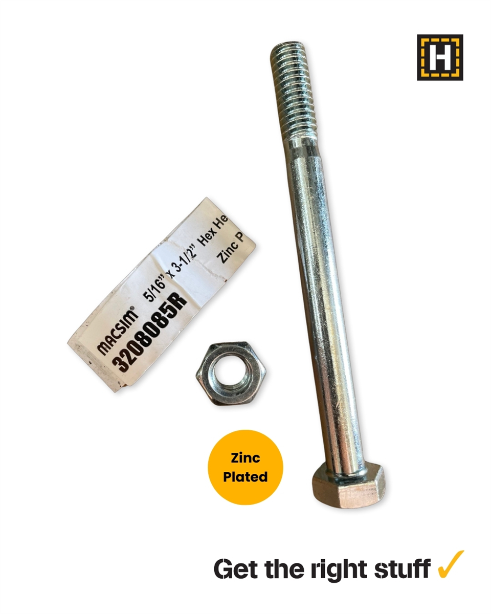Macsim Hex Bolt and Nut 5/16" x 3 1/2" Zinc Plated