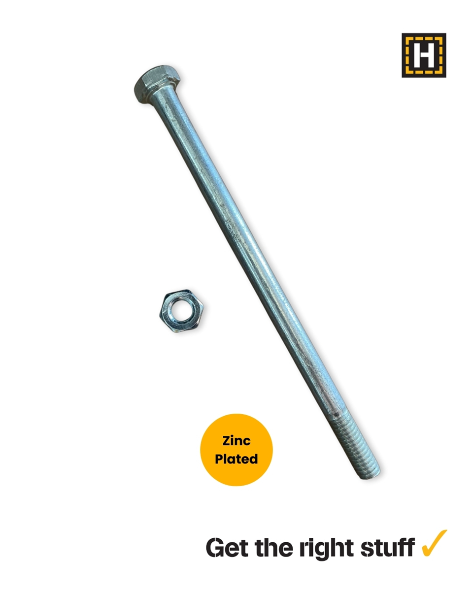 Macsim Hex Bolt and Nut 5/16" x 5" Zinc Plated