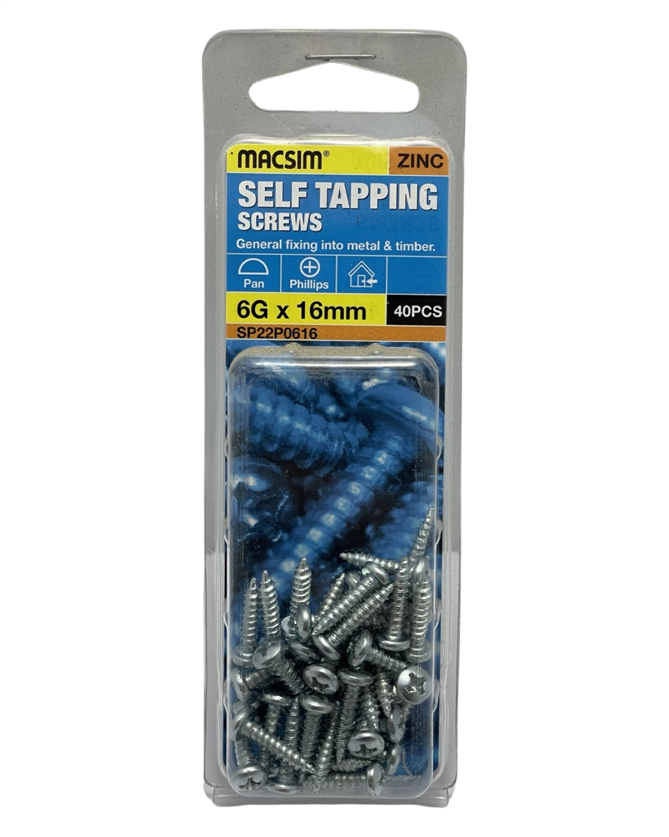 Macsim 6g x 16mm Self Tapping Screws - Pack of 40