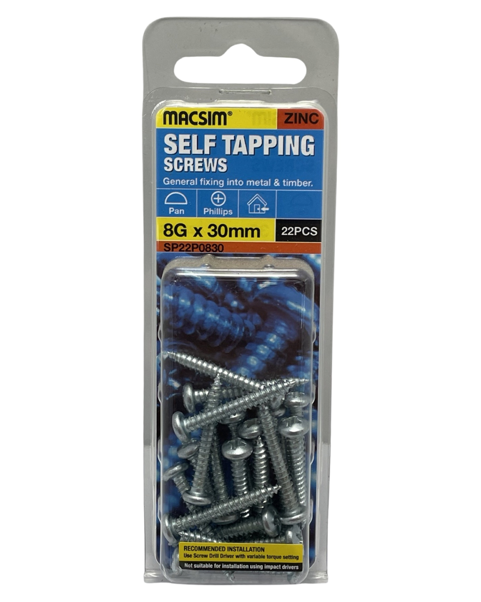 Macsim 6g x 30mm Self Tapping Screws - Pack of 30
