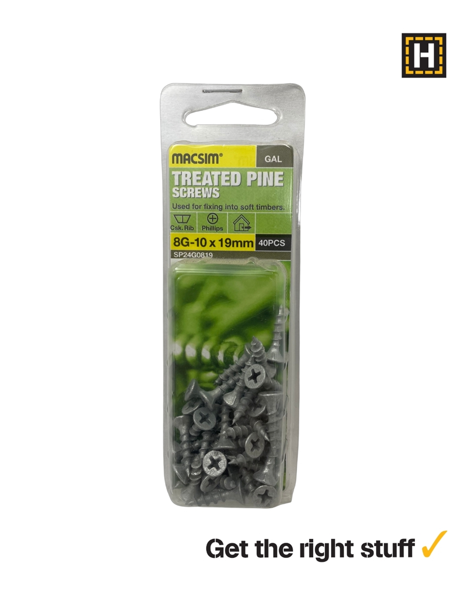 Macsim Treated Pine Screws 8g x 19mm C3 Galvanised