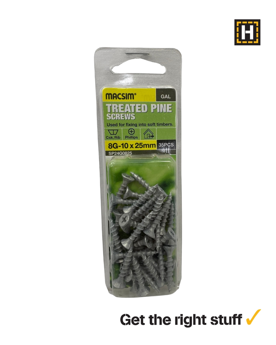 Macsim Treated Pine Screws C3 Galvanised 8g x 25mm 40 Pack