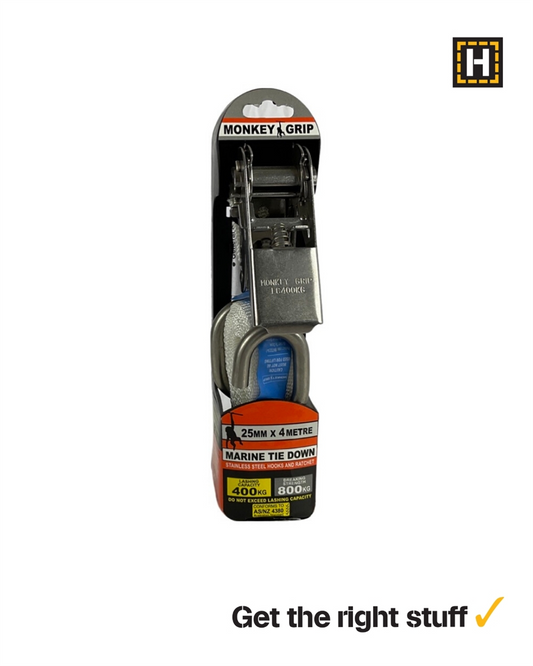 Monkey Grip Marine Ratchet Tie Down 25mm x 4m Single