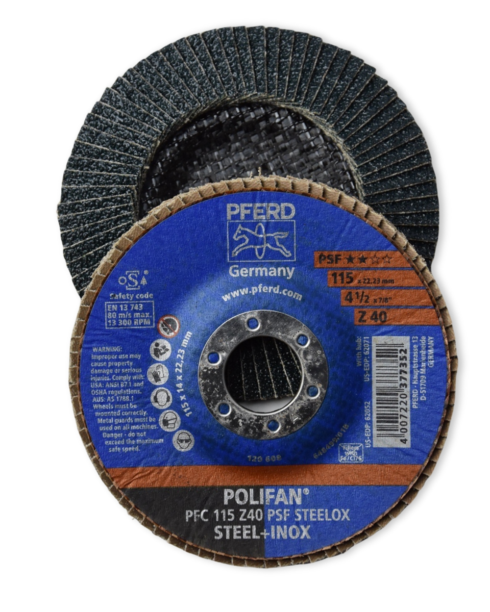 PFERD POLIFAN Flap Disc 115mm 40 Grit (Zirconia)