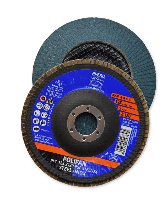 PFERD POLIFAN Flap Disc 125mm 120 Grit (Zirconia)
