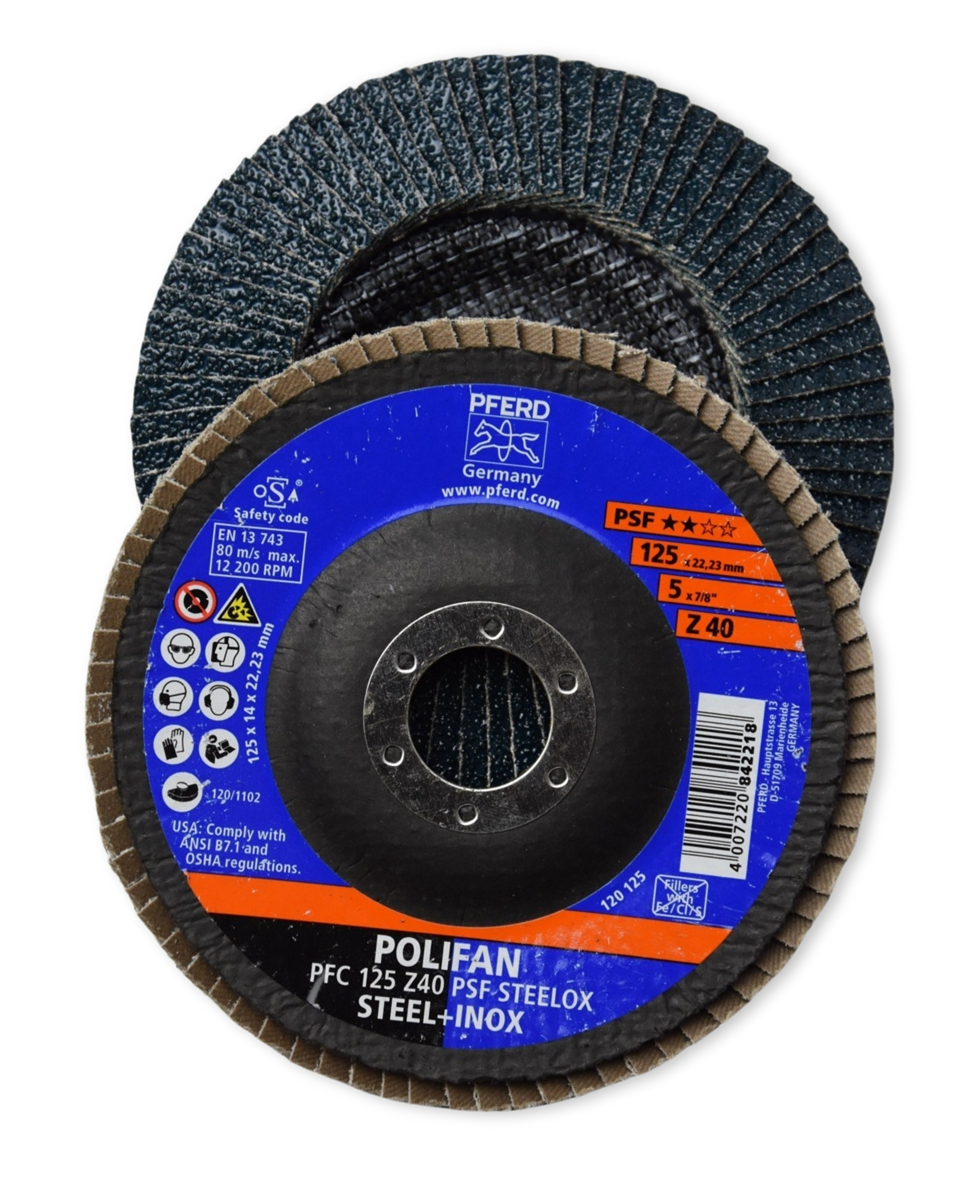 PFERD POLIFAN Flap Disc 125mm 40 Grit (Zirconia)