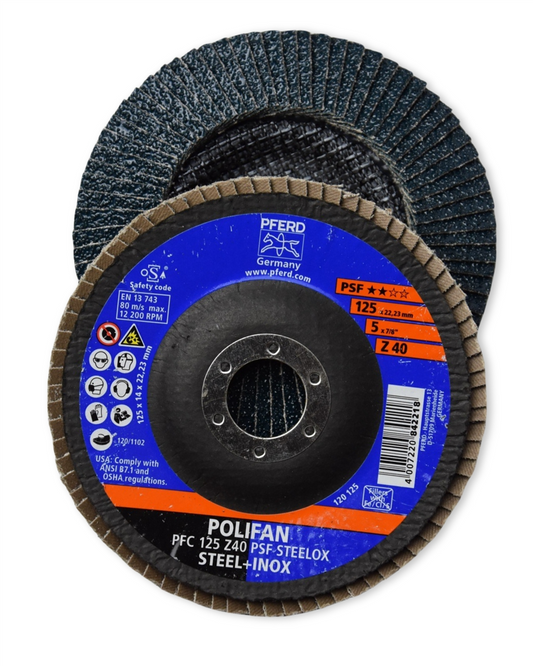 PFERD POLIFAN Flap Disc 125mm 40 Grit (Zirconia)