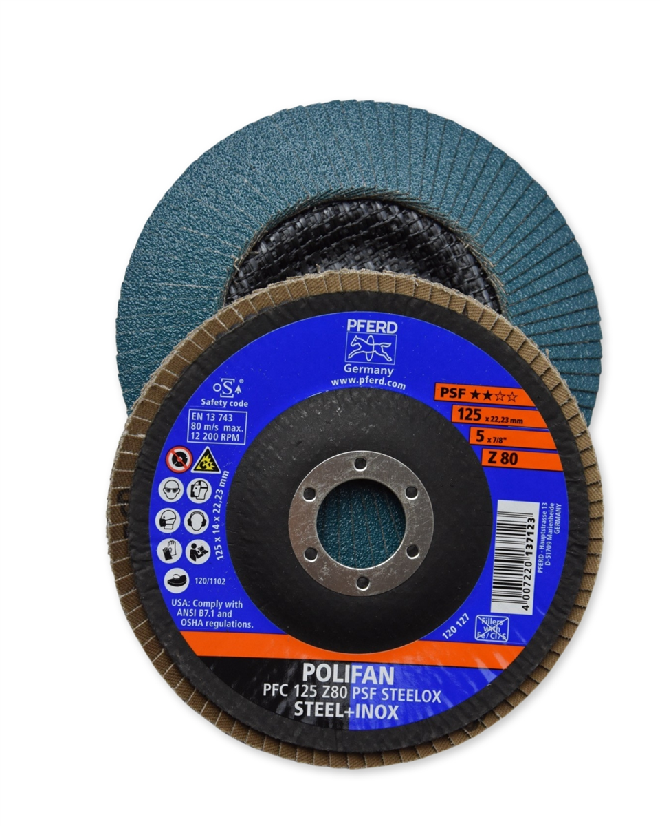 PFERD POLIFAN Flap Disc 125mm 80 Grit (Zirconia)