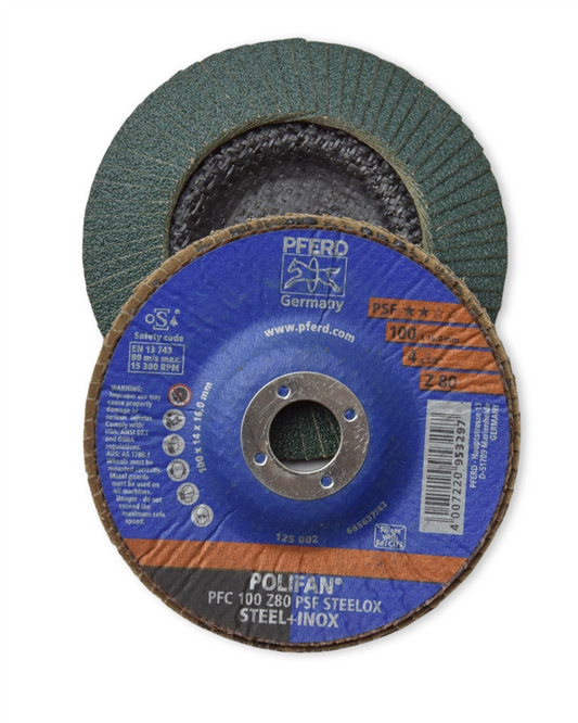 PFERD POLIFAN Flap Disc 100mm 80 Grit (Zirconia)