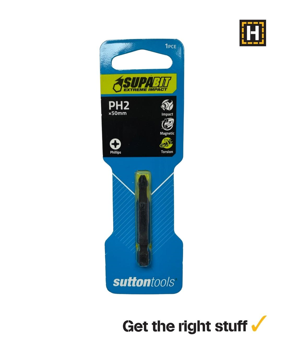 Screwdriver Bit S200 Supatorq Phillips PH2 50mm 2pk