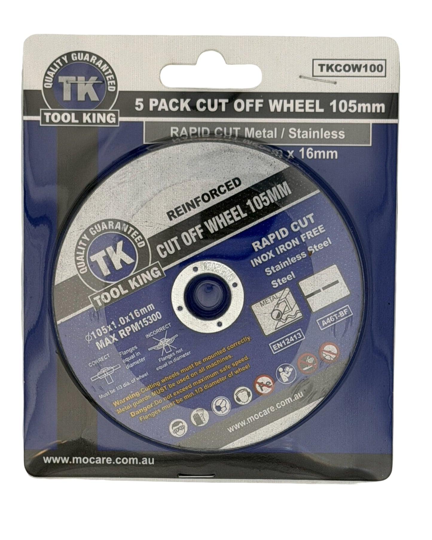 ToolKing Cut Off Wheel 100mm 4 Inch - Pack of 5