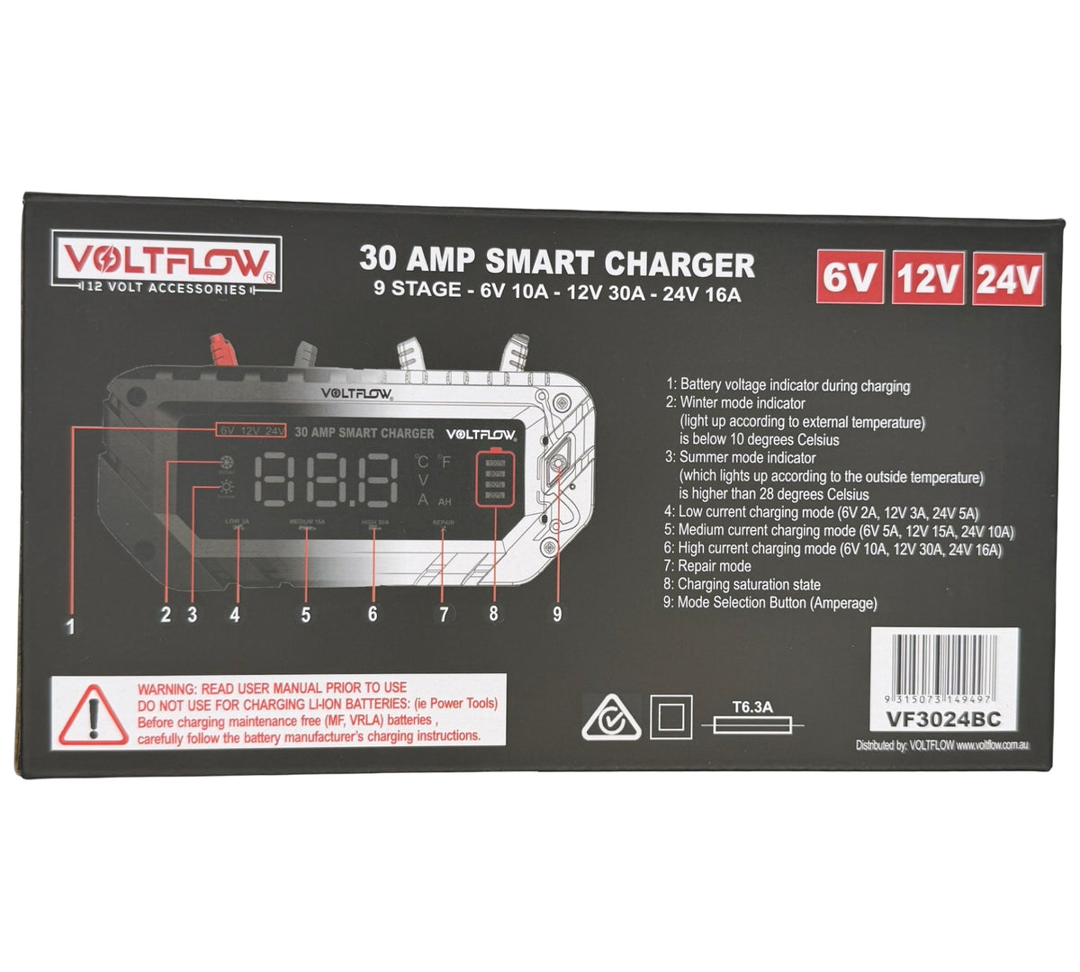 Voltflow - Battery Charger 30AMP 6/12/24V view 5