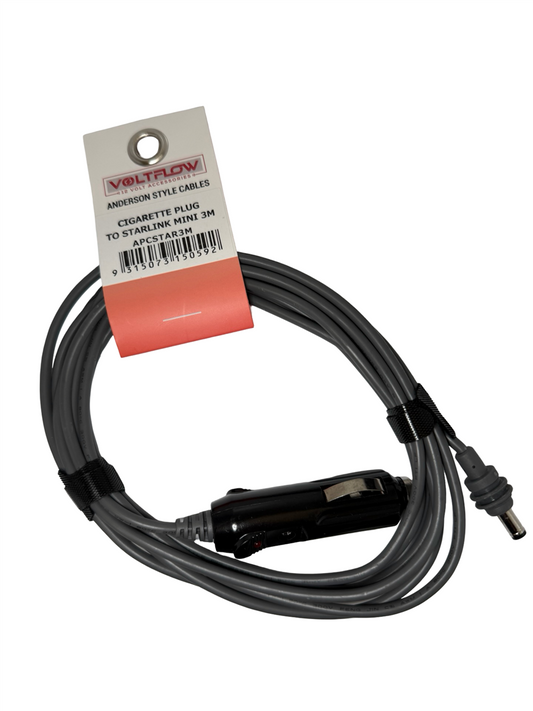 VoltFlow 3m cigarette lighter to Starlink Mini DC power cable